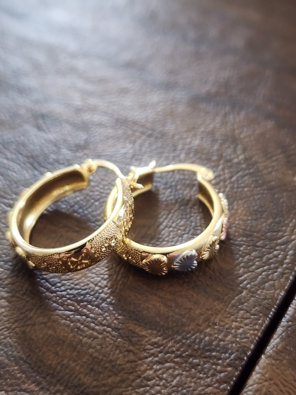 Gold-Tone Floral Hoop Earrings - Women Jewelry